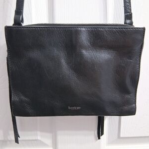 Vintage Botkier Bag Black Leather Crossbody Square New York Long Strap